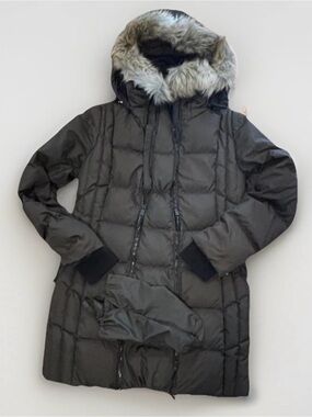 Maternity Puffer Coat Size XS Down Blend Jacket Extender Thyme Faux Fur Brown
